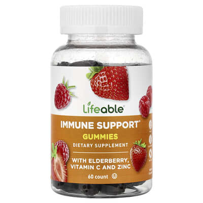 Immune Support Gummies with Elderberry, Vitamin C and Zinc, Berry, 60 Gummies