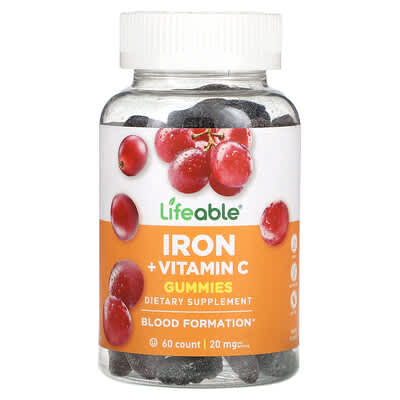 Iron + Vitamin C Gummies, Grape, 60 Gummies