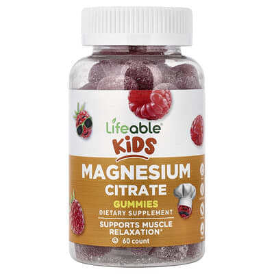 Детские жевательные витамины Magnesium Citrate, малина, 60 шт (85 mg на одну штуку)
