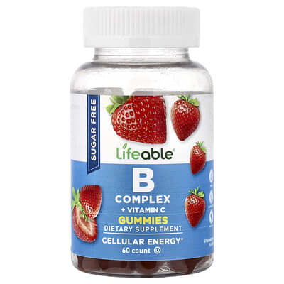 B Complex + Vitamin C Gummies, Sugar Free, Strawberry, 60 Gummies