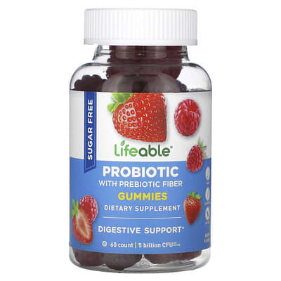 Мармеладные витамины Lifeable Probiotic with Prebiotic Fiber, Berry, 60 шт