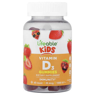 Детские витаминные мармеладки Vitamin D3, клубника, 60 штук