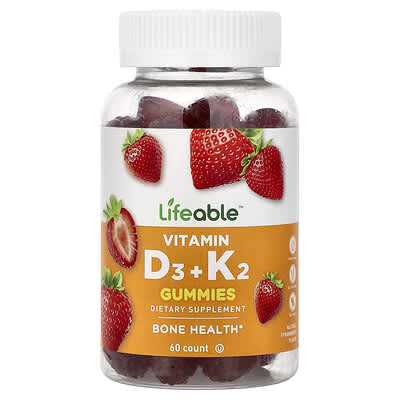 Lifeable Vitamin D3 + K2 Gummies клубника 60 капсул
