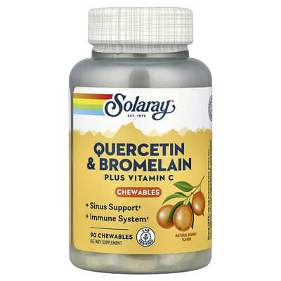 Quercetin & Bromelain Plus Vitamin C жевательные таблетки, натуральный апельсин, 90 шт