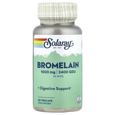 Solaray бромелаин, 60 вегетарианских капсул (500 mg, 1,200 GDU на капсулу)