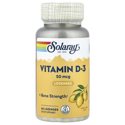 Vitamin D-3 Lozenges, Natural Lemon, 50 mcg, 60 Lozenges