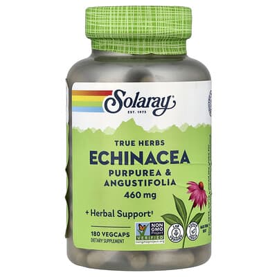 Solaray True Herbs, Echinacea, 460 mg, 180 вегетарианских капсул