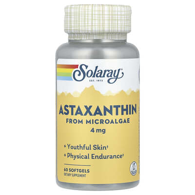 Астаксантин Solaray, 4 mg, 60 мягких капсул
