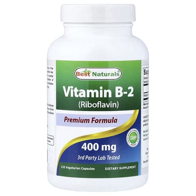 Витамин B-2 (рибофлавин), 400 mg, 120 вегетарианских капсул