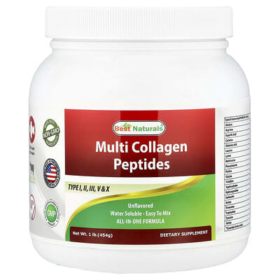 Мультиколлагеновые пептиды Best Naturals, Unflavored, 1 lb (454 g)