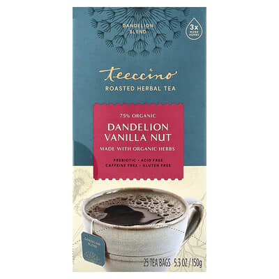 Roasted Herbal Tea, Dandelion Vanilla Nut, Caffeine Free, 25 Tea Bags, 5.3 oz (150 g)