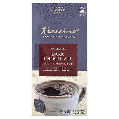 Prebiotic Herbal Tea, Dark Chocolate, Caffeine Free, 25 Tea Bags, 5.3 oz (150 g)
