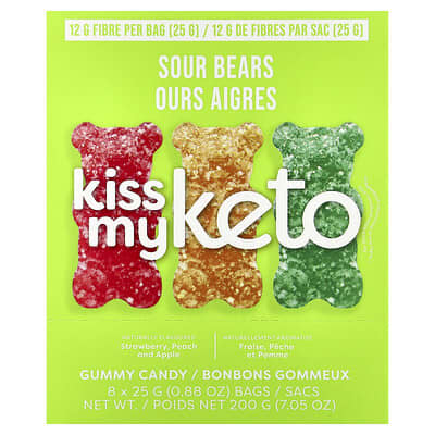 Желейные конфеты Gummy Candy, Sour Bears, 8 пакетов, 0.88 oz (25 g)