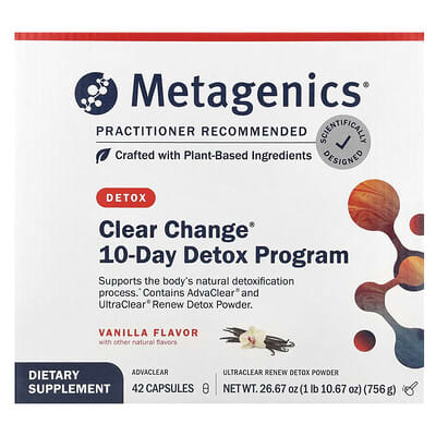 Metagenics Clear Change® Программа детокса на 10 дней, Vanilla, 4 шт.