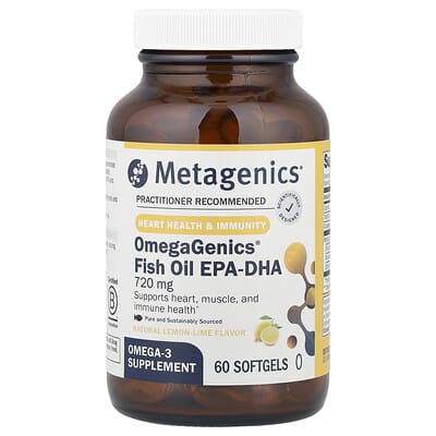 OmegaGenics®, рыбный жир EPA-DHA, натуральный лимонно-лаймовый, 720 mg, 60 мягких капсул