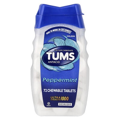 Антацид Tums Peppermint, 72 жевательные таблетки (1,000 mg per Tablet)