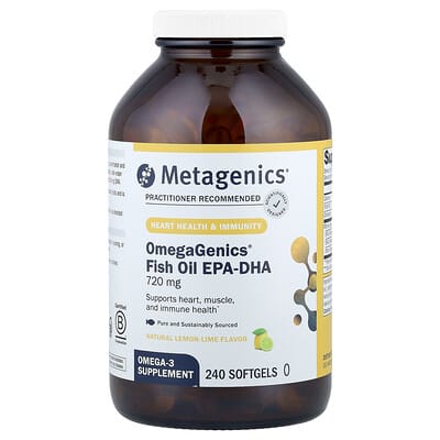 OmegaGenics®, рыбный жир EPA-DHA, натуральный лимонно-лаймовый, 720 mg, 240 мягких капсул