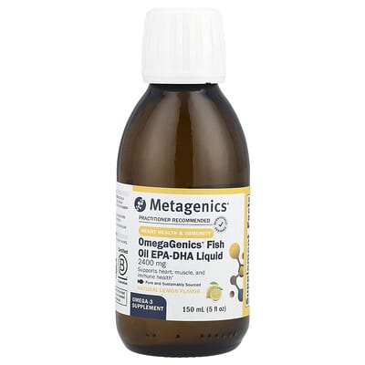 Metagenics OmegaGenics®, Рыбий жир EPA-DHA Liquid, Натуральный лимон, 5 fl oz (150 ml)