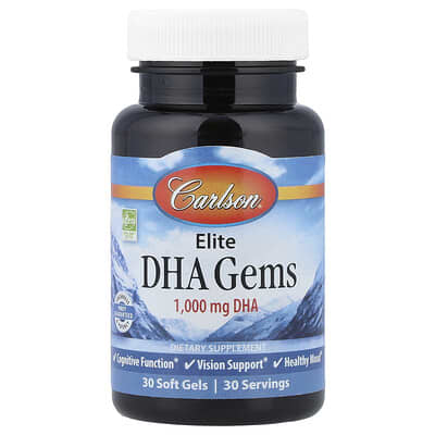 Elite DHA Gems, 1,000 mg, 30 мягких капсул