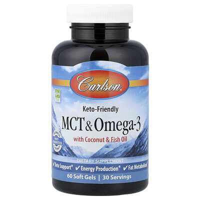 MCT и Omega-3 с кокосовым и рыбьим маслом, 60 мягких капсул