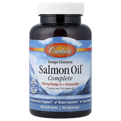 Рыбий жир Carlson Omega-3 Enriched Salmon Oil Complete, 60 мягких капсул