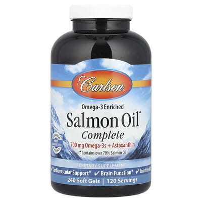Лососевое масло с обогащением Omega-3, 240 мягких капсул
