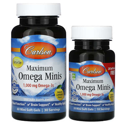 Maximum Omega Minis, Natural Lemon, 80 мини мягких гелей (500 mg per Soft Gel)