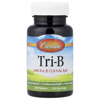 Витаминный комплекс Carlson Tri-B® с B-6, B-12 и фолиевой кислотой 120 Tablets