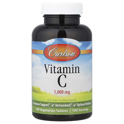 Витамин C, 1,000 mg, 100 вегетарианских таблеток