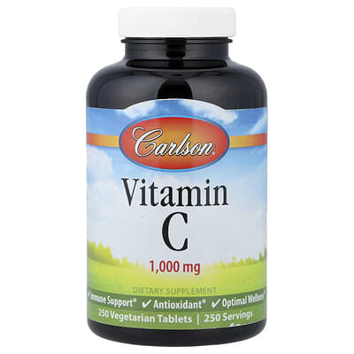 Carlson Витамин C, 1,000 mg, 250 вегетарианских таблеток