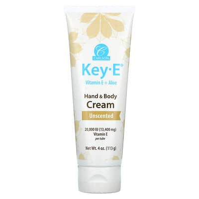 Крем для рук и тела Key E, Vitamin E + Aloe, Unscented, 113 g