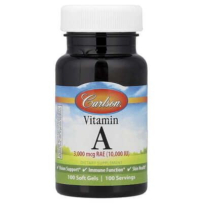 Vitamin A, 3,000 mcg RAE (10,000 IU), 100 Soft Gels