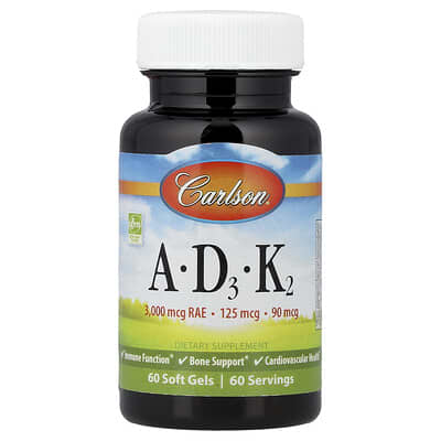 Carlson витамины A - D3 - K2, 60 мягких капсул