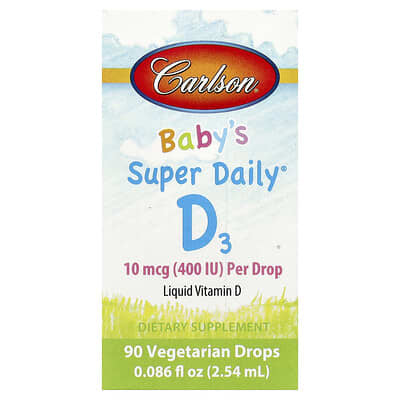 Детская добавка Carlson Baby's Super Daily® D3, 0.086 fl oz (2.54 ml)