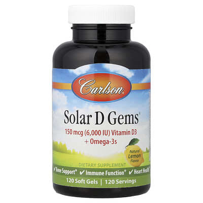 Solar D Gems®, натуральный лимон, 120 мягких капсул