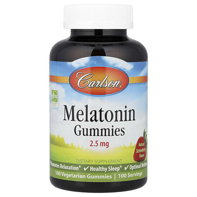 Мармеладные витамины с мелатонином, натуральная клубника, 2.5 mg, 100 вегетарианских штук