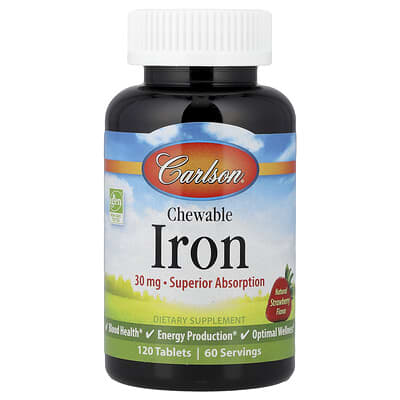 Chewable Iron, Natural Strawberry, 120 Tablets (15 mg per Tablet)