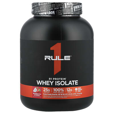 Rule One Proteins R1 Protein™ изолят сывороточного протеина, Strawberries & Creme, 5.03 lbs (2.28 kg)