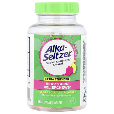 Жевательные таблетки Alka-Seltzer Heartburn Reliefchews®, ассорти фруктов, 66 шт (750 mg per Tablet)