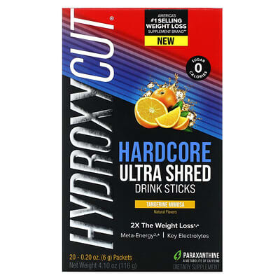 Hardcore Ultra Shed Drink Sticks, Tangerine Mimosa, 20 пакетиков, 0.2 oz (6 g) каждый
