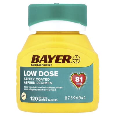 Bayer Safety Coated Aspirin Regimen, Low Dose, 81 mg, 120 таблеток
