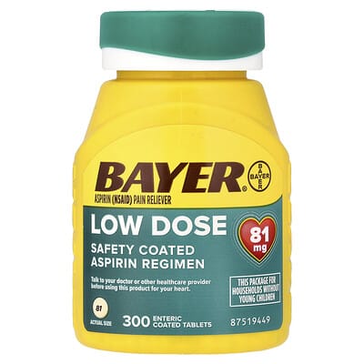Aspirin Regimen, Low Dose, 81 mg, 300 Enteric Coated Tablets