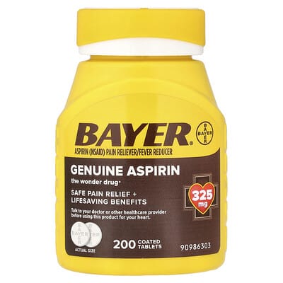 Genuine Aspirin, 325 mg, 200 Coated Tablets