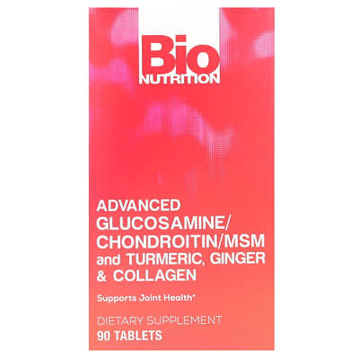 Bio Nutrition Advanced Glucosamine/Chondroitin/MSM и куркумин, имбирь и коллаген, 90 таблеток