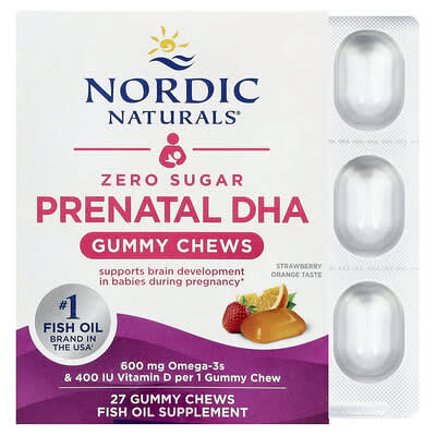Желе без сахара Nordic Naturals Prenatal DHA, Strawberry Orange, 27 шт