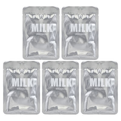 Набор увлажняющих тканевых масок для лица, Milk, 5 масок, 1.01 fl oz (30 ml) каждая