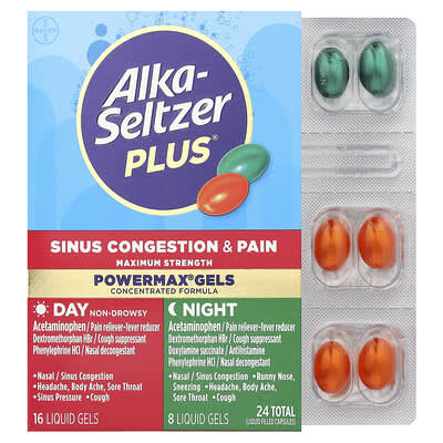 PowerMax® Gels от заложенности носа и боли, 24 жидкие капсулы