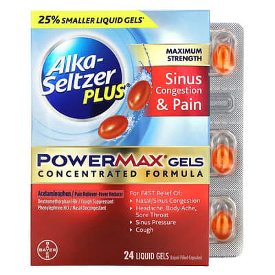 Гели Alka-Seltzer Plus от заложенности носа и боли 24 шт
