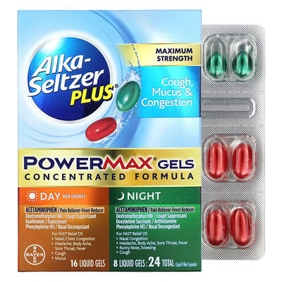 Гели Alka-Seltzer Plus Cough Mucus & Congestion PowerMax, 24 Liquid Gels
