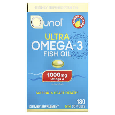 Рыбий жир Ultra Omega-3, лимон, 180 мини-капсул (500 mg на одну капсулу)